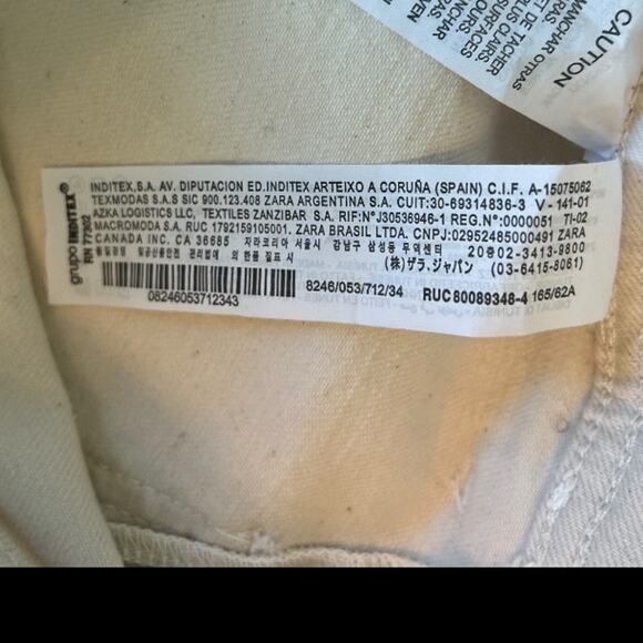 NWOT Zara Wide Leg Stretch Jeans Patch Pockets High Waist Wide Leg Frayed Hem 2 - Picture 6 of 11